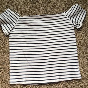 a cropped striped tee